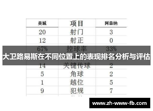 大卫路易斯在不同位置上的表现排名分析与评估