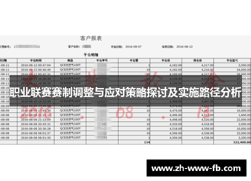 职业联赛赛制调整与应对策略探讨及实施路径分析