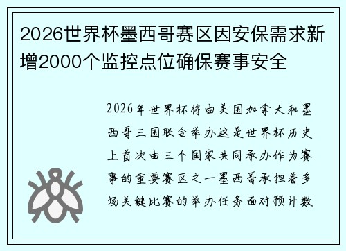 2026世界杯墨西哥赛区因安保需求新增2000个监控点位确保赛事安全